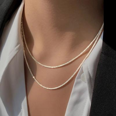 China Cadena Para Mujer Is Style Fashion 2mm Choker Chain TRENDY Sparkle Necklace For Women KAN234 for sale