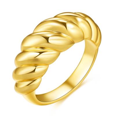 China Minimalist Lady Girls 14K Chunky Twisted Crescent Dome Ring gold plated women jewelry 2021 TRENDY fashion for sale
