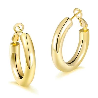 China Fashionable KAE162 2021 Chunky Large Tarnish Free Light Cavity PVD Plated 316 Stainless Steel Hoop Earrings for sale