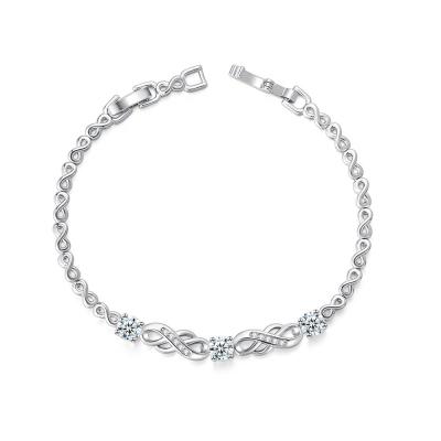 China FASHIONABLE European Lady Women AAA+ Round Fashion Lucky Number 8 Zircon Charm Infinity Cubic Bracelet H147 for sale