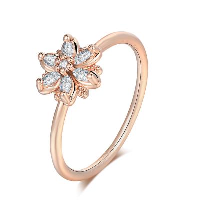 China Low MOQ AAA+ Romantic Zircon Diamond Flower Finger Ring 2021 FASHION newcomers for girls R080-M for sale