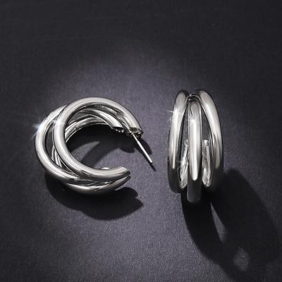 China 2021 New Madame À LA MODE Vintage French Style Fashion Jewelry Geometric Multi-Layer C Shaped Stud Earrings KCE056 for sale