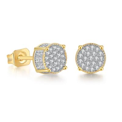 China Round 2021 Hiphop Men's Reapper Jewelry Joyeria Hombre Hip Hop Full CZ Diamond Stud Earring OHE001-M for sale