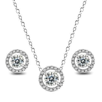 China 2021 CLASSIC Design Wedding Classic Jewelry Round Zircon Necklace Earring Bridal Jewelry Sets S423 for sale