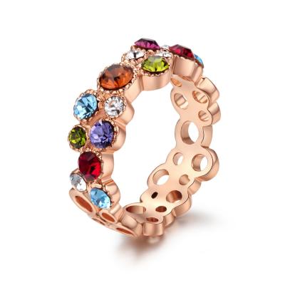 China Classic Vintage Good Quality 18K Gold And White Gold Plated CZ Diamond Wedding Ring Wholesale For Women R028 for sale