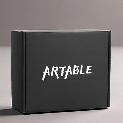 China Custom Black Mailer Box With White Silk Screen Logo Strong E Corrugated Shipping Boxes for sale