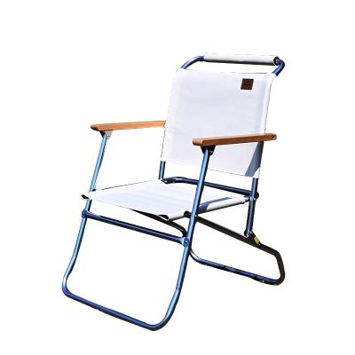 China Modern Metal Frame Folding Customized Backrest Solid Wood Armrest Folding Chair Outdoor Picnic for sale