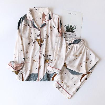 China Summer new 100% breathable/viscose spring pants ladies pajamas sleeving suit long plus size long sleepwear women's home nightgowns for sale
