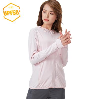 China Long Sleeve Lightweight Upf50+uv Resistant Elastic Full Zip Front Rash Guard Sunscreen Ice Cold Women Jacket for sale