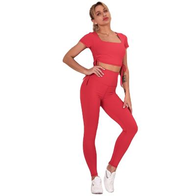 China 2021 High Quality Breathable Workout Sports Running Seamless Leggings Yoga Set Breathable Yoga Wear Clothing Set for sale