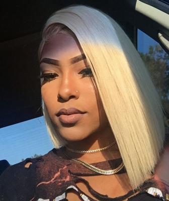 China Factory Supply BOB Straight Virgin Hair Brazilian Short Bob Lace Front Wigs Transparent 13x4 613 for sale