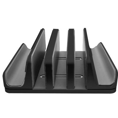 China Adjustable (other) Aluminum Vertical Laptop Stand Adjustable Silicone 4 Slots Desktop Holder Phone Slots Tablets Double sided curved g for sale