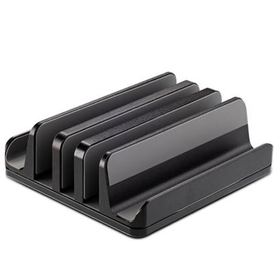 China Adjustable (other) Three slot Vertical Laptop Stand Holder Adjustable Desktop Notebook Dock Desktop Holder Phone Slots Tablets Double sided for sale