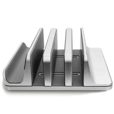 China Adjustable (other) Single upturned edge Three slot Vertical Laptop Stand Holder Adjustable Dock Desktop Holder Phone Slots Tablets Double sided for sale