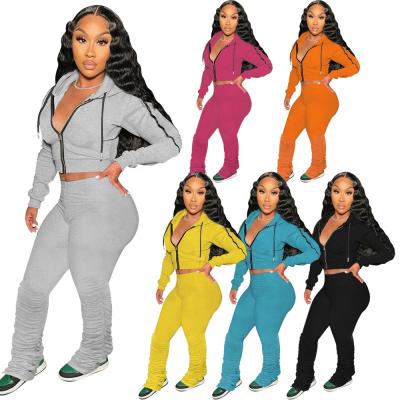 China LANOZY New Design 2021 New Design QUICK DRY Autumn Long Sleeve Two Piece Pants Set Zipper Sport Tracker Women 2 Piece Set Clothing for sale