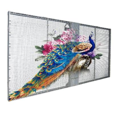 China 75% High Transparency P3.91 Outdoor Full Color Glass Curtain Mesh Transparent Led Display Screen High Led Screen for sale