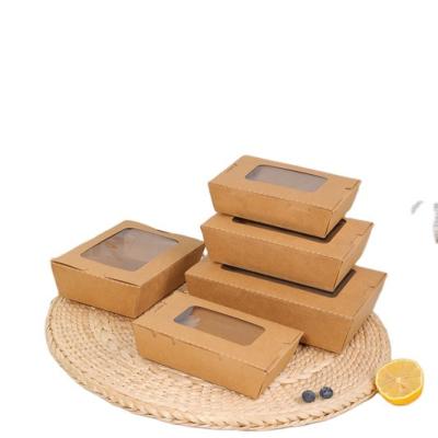 China Disposable Noodle Food Disposable Packaging Paper Takeout Packaging Boxes Picnic Lunch Box With Clear Window for sale