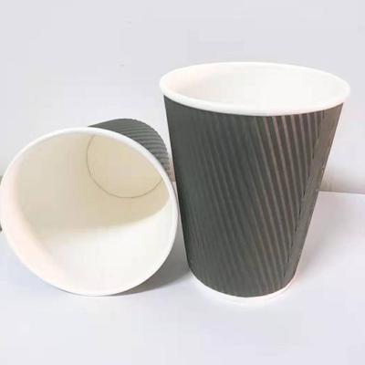 China PLA Ripple Paper Biodegradable Biodegradable Black Coffee Mug for sale