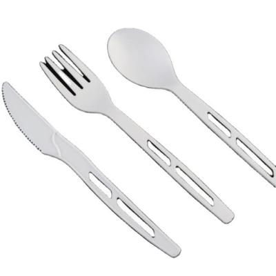 China Disposable Eco-Friendly Plastic Hollow Handle Food Industry Knife Fork Spoon, Cutlery Set for sale