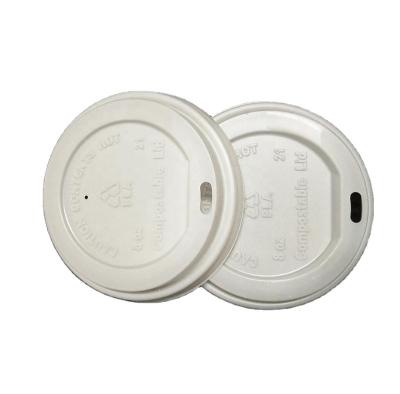 China 8oz Biodegradable White Compostable Coffee Cup Lid , Biodegradable Mug Lid for sale