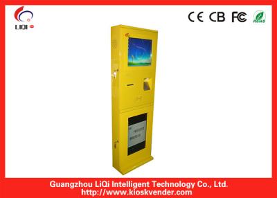 China Pago interactivo amarillo del quiosco de la máquina expendedora con el lector de tarjetas del RFID en venta