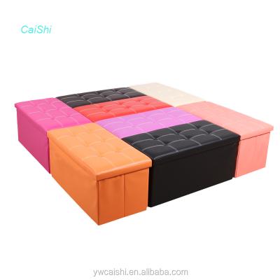 China Eco-friendly Bedroom Furniture Modern Faux Leather Storage Leather Stool for sale