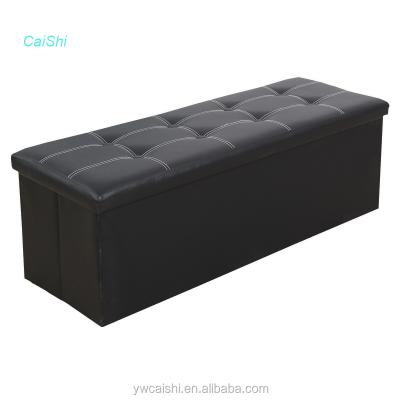 China Foldable Black Foldable Home Furniture Storage Leather Ottoman&bench for sale