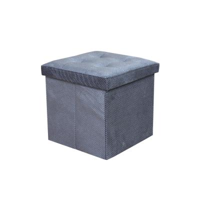 China With Popular Buttons Living Room Storage Cloth Folding Round Wire Cube Stool For Kids for sale