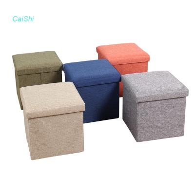 China Viable Rest Stool Foldable Foot Stool Bedroom Furniture Storage Cube Storage Stool Cloth Storage Box for sale