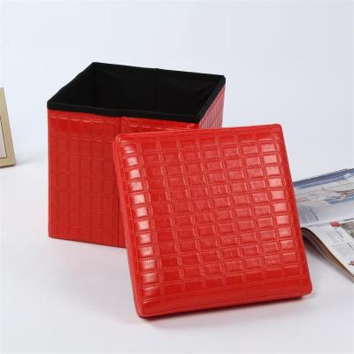 China OEM Factory Fashion Home Storage Foldable Customizable Furniture Folding Leather Stool for sale