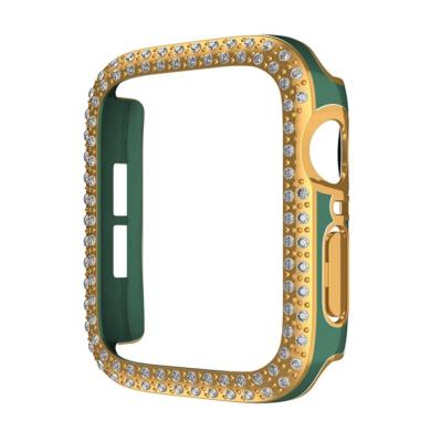 China Fashionable Double Diamond Case +Tempered Glass Screen Protector Diamond Design Luxury Apple Watch Case For Apple iWatch 1 SE 2 3 4 5 6 for sale