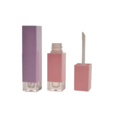 China 4ml füllt klares leeres Lipgloss des Rosa-PETG das quadratische Lipgloss ab, das kundenspezifisches Logo verpackt zu verkaufen