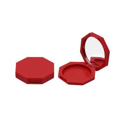 China Matte Red Plastic Empty Hexagonal-Poeder Compacte Verpakking met Spiegel Te koop