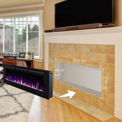 China LED Display Luxstar 60 Modern Electric Fireplace, Recessed Fireplace with Remote Control, Touch Screen, Logset and Crystal, 750/1500W, Black for sale