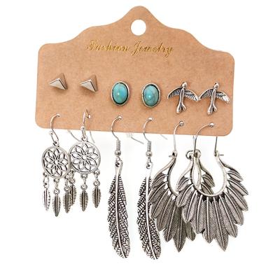 China 2021 high quality high quality boho set women religious american indian earrings stud earrings fashionable turquoise jhumka bundle set for sale