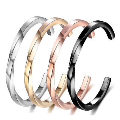 China 2021 FASHIONABLE New FASHIONABLE Adjustable Open Cuff Twisted 316L Stainless Steel Bangle Bracelet for sale