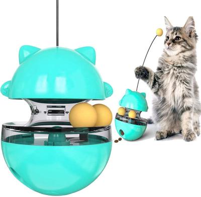 China Cat Tumbler Cat Turntable Toy Funny Food Viable Toys Ball Interactive Cat Treat Dispenser Toy Cat Stick for sale