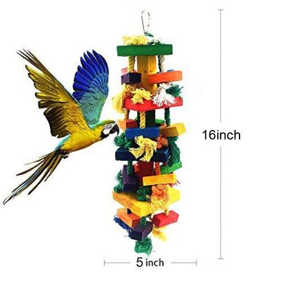 China Sustainable Knots Block Chewing WOODEN Bird Toys For Parrot (Large 16 Inch) for sale