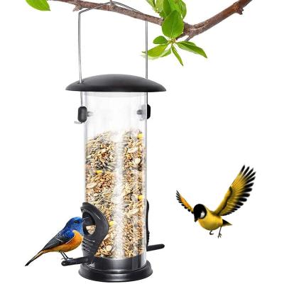 China Viable Bird Feeder Plastic Bird Feeder With 2 Feeding Ports Waterproof Outdoor Hanging Bird Feeder For Garden Yard Outdoor for sale