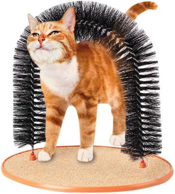 China Viable Groom Brushes Scratcher Rub Toy Interactive Kitten Fur Controls Pet Puppy Cat Arch Self Grooming Massager Throwing Hair Trim for sale