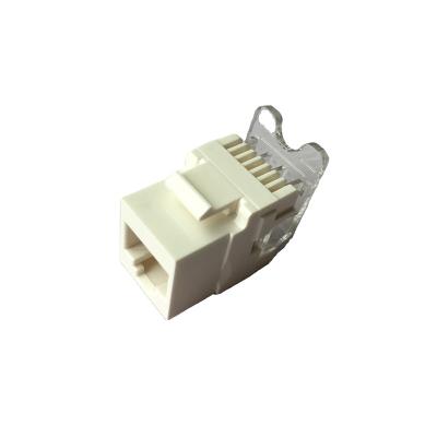 China Structure Cabling System Cat3 RJ11 RJ45 8P4C Telephone Type 180 Degree Toolless Keystone Jack for sale