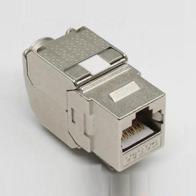 China 10G Zinc Alloy Shielded Toolless Cat6A Jack In Zinc Alloy Housing Trapezoidal for sale