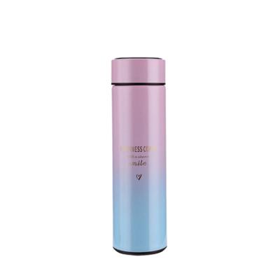 China Hot Selling Gradient LED Display Temperature Vacuum Thermos Wide Mouth Viable Cup Hot Sale Empty Water Bottle for sale