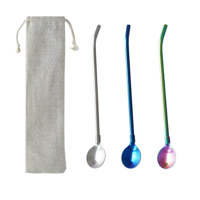 China Viable Hot Seller Wholesale Stainless Steel Cocktail Drinking Straws Spoon Mermaid Metal Straw for sale