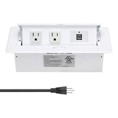 China Commercial American Hidden Desktop Power Socket Auto Kitchen Socket / 2 USA Outlets 2USB A for sale