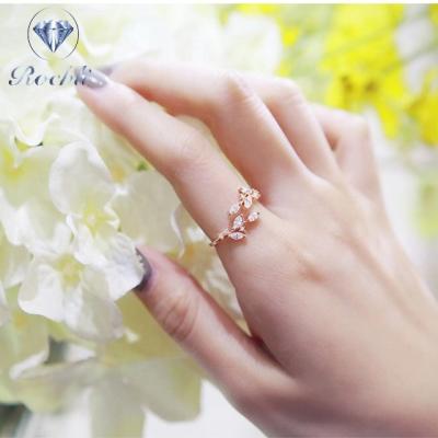 China Fashionable Hot Selling Flower Leaf Ring For Women Anniversary Fine Jewelry 925 Sterling Silver Gift for sale