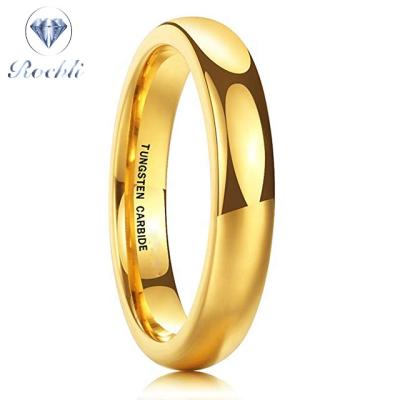 China Vintage Glory Men's 4mm 6mm 8mm Tungsten Carbide Ring 24k Gold Plated Finish Arched Polished Wedding Band for sale