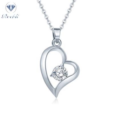 China ALLOY Rhodium Plating Fashion Jewelry, S925 Silver Jewelry, Heart Shape Zircon Pendant Necklace for sale