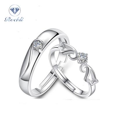 China Adujsutable Romantic Luxury Ace Sterling Silver Couple Rings 925 Silver Rings for sale