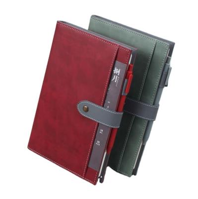 China Multi-Function Diary Hardcover School Supplies Diary Hardcover Book Leather Notebook with Closure and Button Pocket for sale